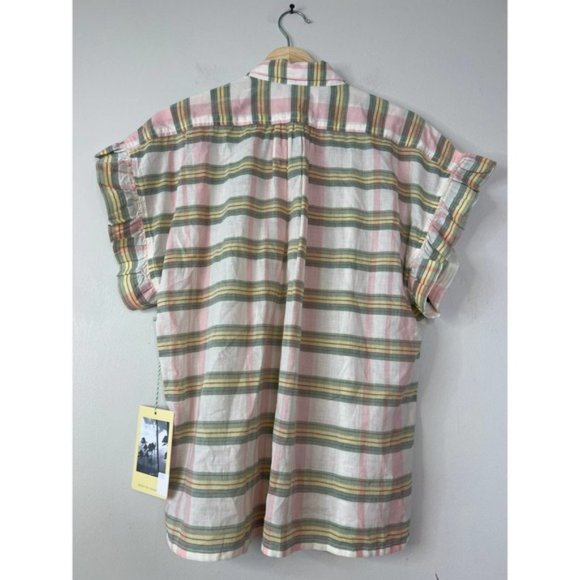 Birds of Paradis Trovata Marianne "B" Ruffle Sleeve Shirt Pomela Plaid Sz: M NWT - Picture 9 of 10